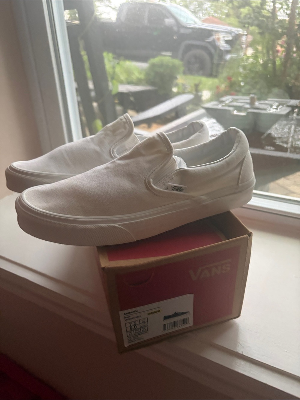 Vans White Canvas Slip-On Sneakers - Picture 9 of 9